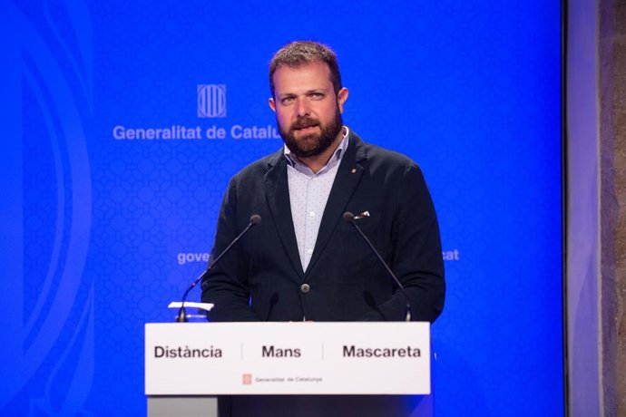 El secretario general del Deporte y de la Actividad Física de la Generalitat, Gerard Figueras, en rueda de prensa sobre el impacto económico de la pandemia en el deporte y cómo reactivarlo, en Barcelona, Catalunya (España), a 25 de junio de 2020.