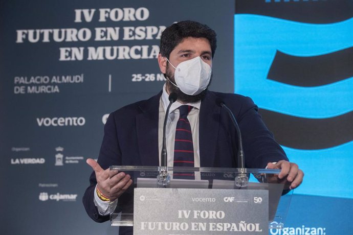 López Miras, durante su intervención ene l foro 'Futuro en Español. Seguridad hídrica y cambio climático'