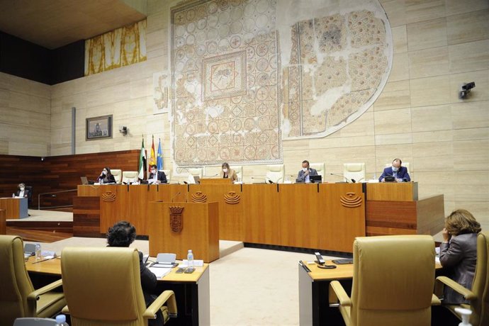 La Asamblea de Extremadura durante el pleno de este jueves.