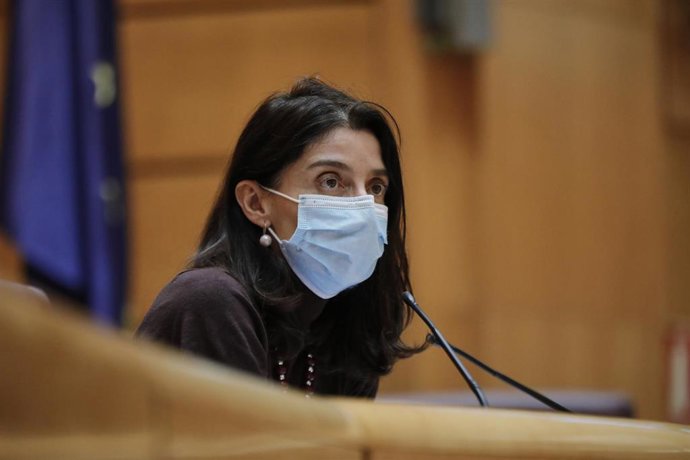 La presidenta del Senado, Pilar Llop, durante una sesión de control al Gobierno en la Cámara Alta, en Madrid (España), a 6 de octubre de 2020. Durante el pleno, el Gobierno contesta a cuestiones relacionadas con la labor del Rey, la situación del sector