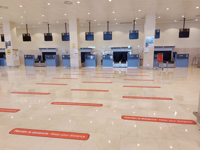 Zona de facturación en el Aeropuerto de Badajoz