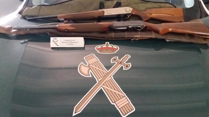 Las armas intervenidas por la Guardia Civil.