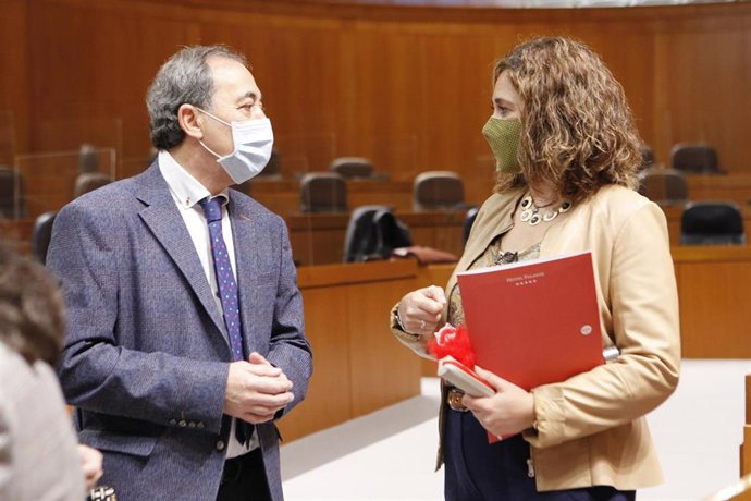 El director gerente del Salud, José María Arnal, y la diputada de Cs, Susana Gaspar.