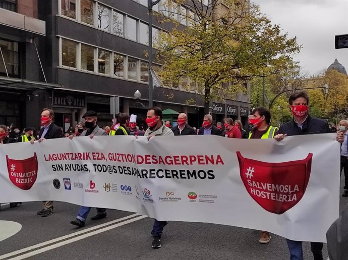 Manifestación de hosteleros en Bilbao