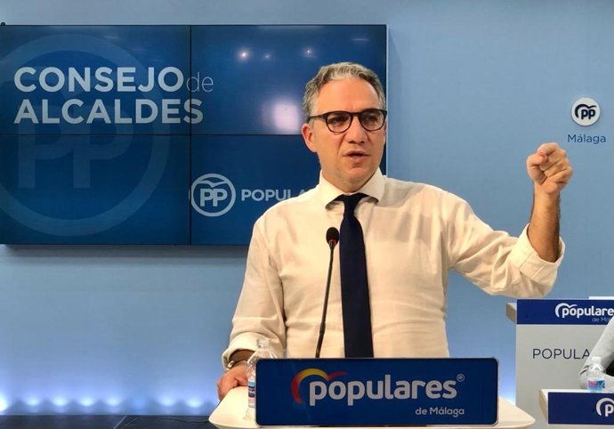 Elías Bendodo, portavoz del PP-A y presidente del PP de Málaga, en el consejo de alcaldes de la formación