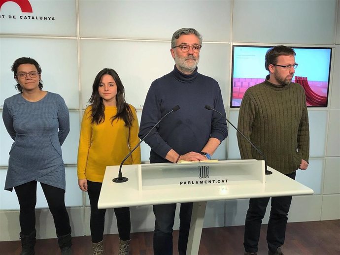 Los diputados de la CUP en el Parlament Natlia Snchez, Maria Sirvent, Carles Riera y Vidal Aragonés en una imagen de archivo.