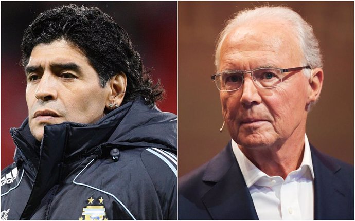 Diego Armando Maradona y Franz Beckenbauer