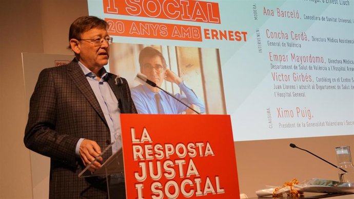 El president de la Generalitat, Ximo Puig, en el acto homenaje a Ernest Lluch