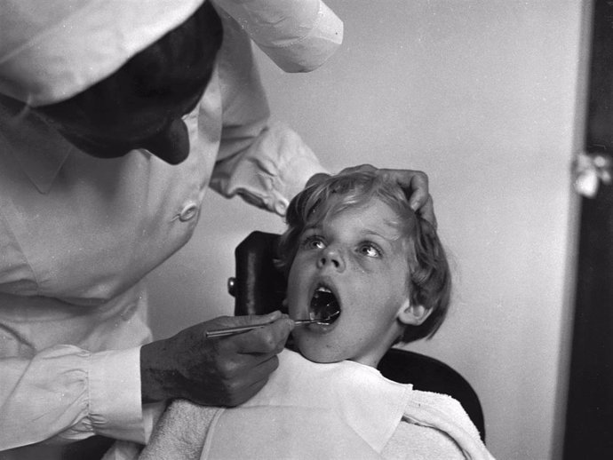 A nurse carries out a dental inspection on a young boy at Mount Arcadia, the Children's Recovery Hospital in Sydney, Australia, which is run by the charitable organisation, The Smith Family.