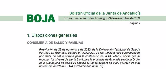 El Boletín Oficial de la Junta de Andalucía