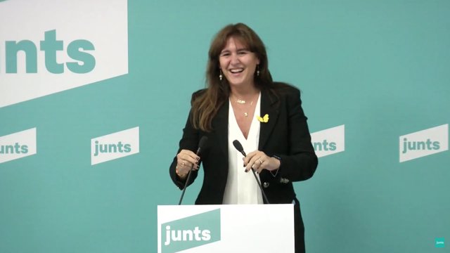 Laura Borràs en rueda de prensa telemática tras ganar las primarias de JxCat a las elecciones catalanas
