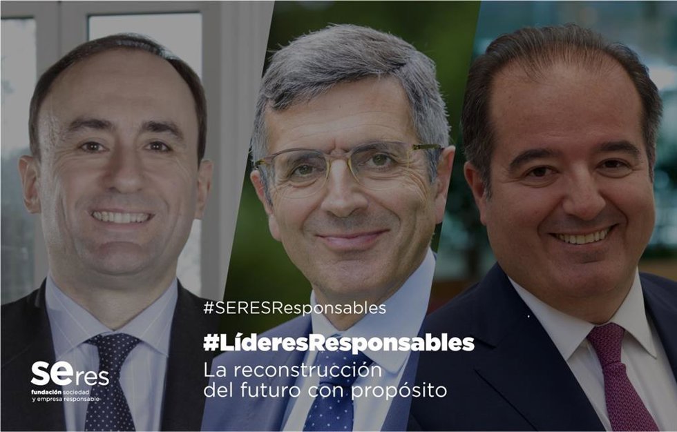 El presidente España y Portugal de Boston Consulting Group, Rafael Rilo y el director general de Pfizer España, Sergio Rodríguez, reunidos en la decimoctava sesión de #LíderesResponsables de Fundación SERES