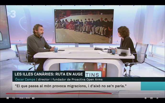 El director y fundador de Open Arms, Óscar Camps, durante la entrevista de este lunes 30 de noviembre en 'Els Matins' de TV3.