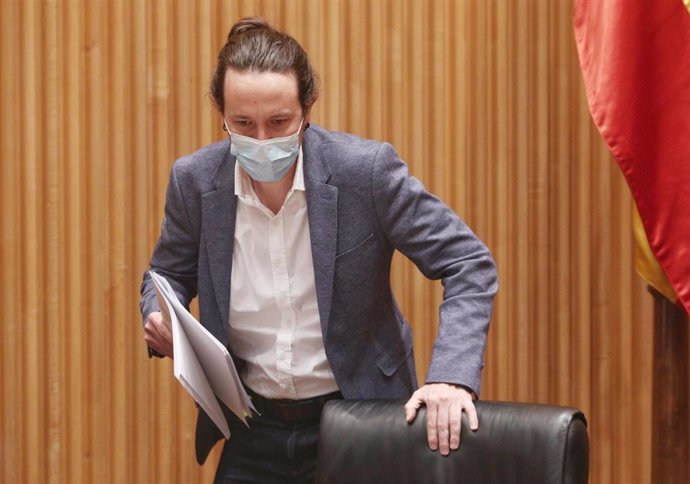 El vicepresidente segundo y líder de Podemos, Pablo Iglesias, a su llegada a la Comisión Mixta para la Coordinación y Seguimiento de la Estrategia Española para alcanzar los Objetivos de Desarrollo Sostenible, en Madrid, a 26 de noviembre de 2020. 