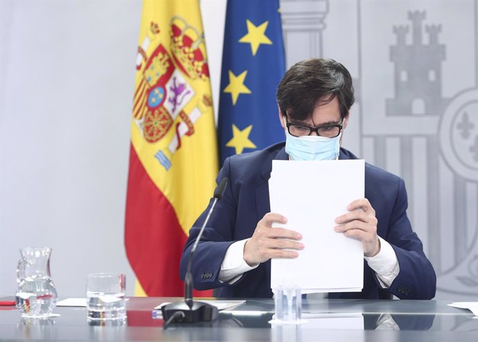El ministro de Sanidad, Salvador Illa, comparece en rueda de prensa para actualizar información sobre la estrategia de vacunación, en Moncloa, Madrid (España), a 27 de noviembre de 2020.