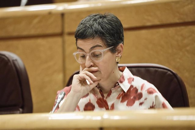 La ministra de Asuntos Exteriores, Unión Europea y Cooperación, Arancha González Laya, en un Pleno del Senado