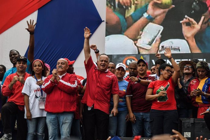 El primer vicepresidente del Partido Socialista Unido de Venezuela (PSUV), Diosdado Cabello, durante un mitin electoral celebrado en Caracas en 2018.