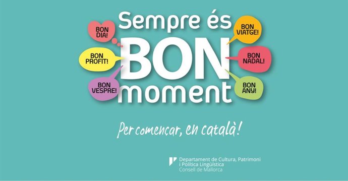 Cartel promocional de la campaña del Consell de Mallorca para fomentar el uso del catalán.