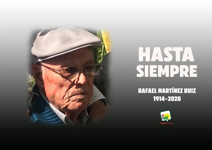 Imagen con la que IU rinde homenaje al histórico militante del PCE fallecido, Rafael Martínez Ruiz.