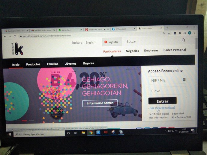 Operación de banca online en Kutxabank