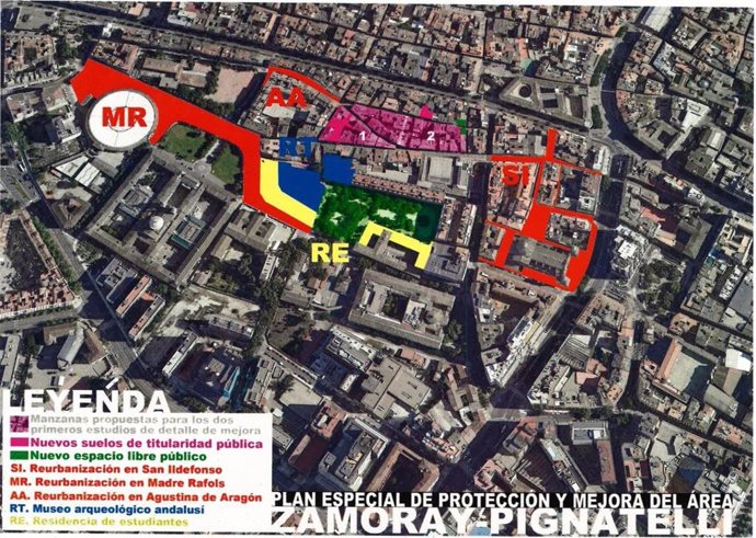 Plano del Plan especial de Zamoray-Pignatelli del Casco Histórico de Zaragoza