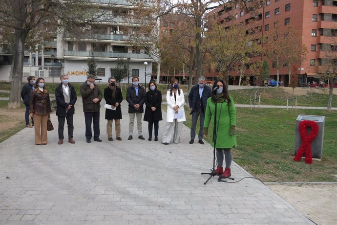 Acto con motivo del Día Mundial del Sida en el Parque Bruil de Zaragoza.
