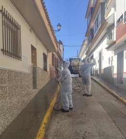 Desinfección de calles en Paterna
