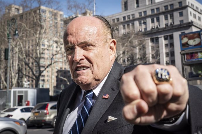 March 13, 2019 - New York, New York, United States: President Trumps personal lawyer Rudy Giuliani leaves the Civil Court in Manhattan. Rudy Giuliani and estranged wife Judith Nathan Giulianis divorce has hit such a high level of bitterness that a jud