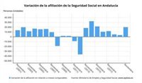 Andalucía gana 20.091 afiliados en noviembre a la Seguridad Social, el 63,5% del total, y se sitúa en 3.095.658 ocupados