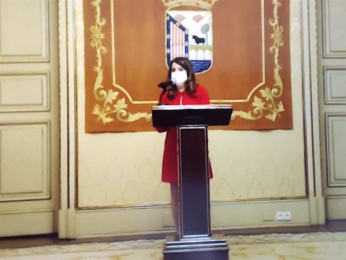 La concejal de Cultura de Salamanca, María Victoria Bermejo, informa a través de una rueda de prensa telemática de las actividades navideñas en la ciudad.