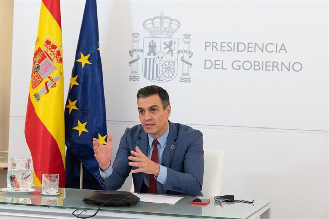 El presidente del Gobierno, Pedro Sánchez, participa por videoconferencia en el Foro de Política Exterior de la Fundación Körber, en Madrid (España), a 24 de noviembre de 2020.