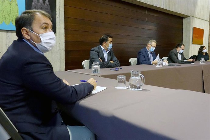 El alcalde de Santa Cruz de Tenerife, José Manuel Bermúdez, asiste a la reunión convocada por el consejero canario de Sanidad, Blas Trujillo