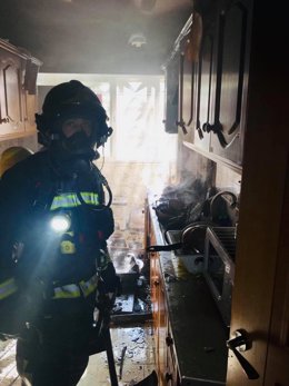 Estado en el que quedó la cocina donde se registró el incendio