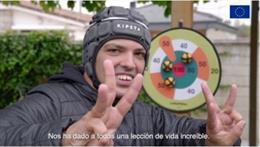 Javi, protagonista del video del  Parlamento Europeo para conmemorar el Día Internacional de las Personas con Discapacidad.