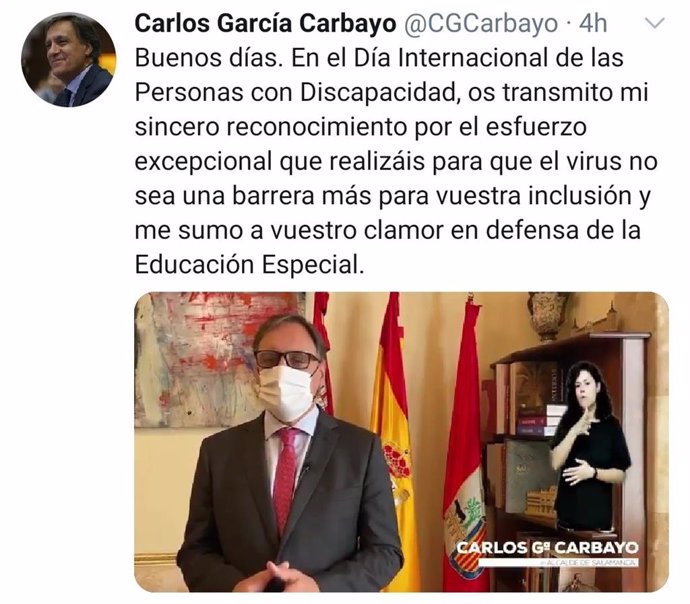 Imagen de la publicación del alcalde de Salamanca en redes sociales.