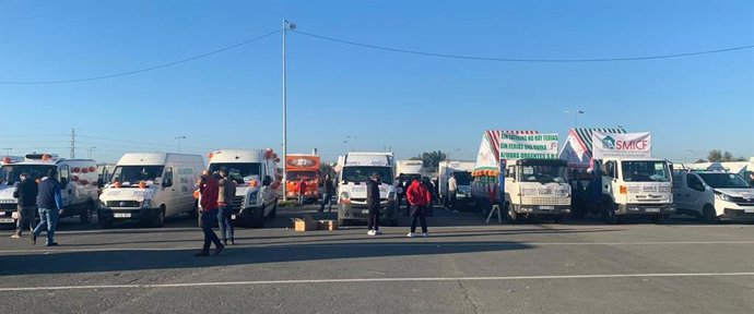 Imagen de la concentración de la hostelería de feria para protestar por su situación.