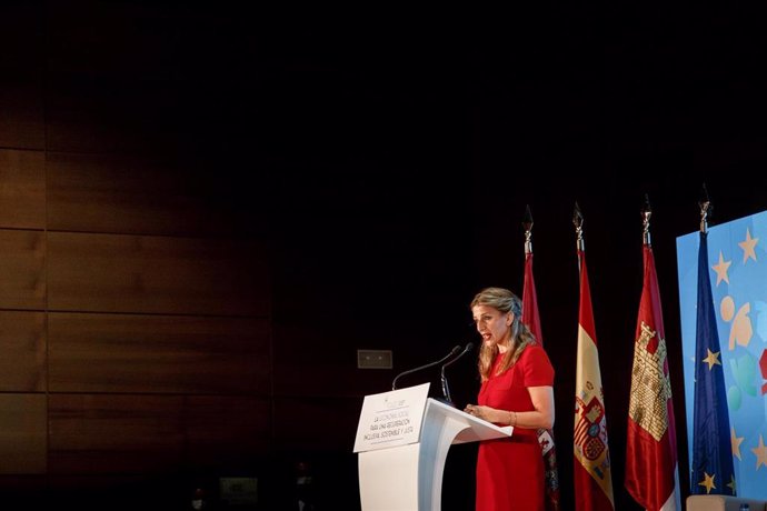 La ministra de Trabajo, Yolanda Díaz, en un acto sobre Economía Social desde el Palacio de Congres