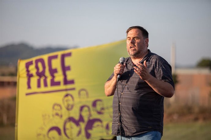 El líder d'ERC, Oriol Junqueras, compareix a Sant Joan de Vilatorrada, Catalunya (Espanya), 28 de juliol del 2020. 