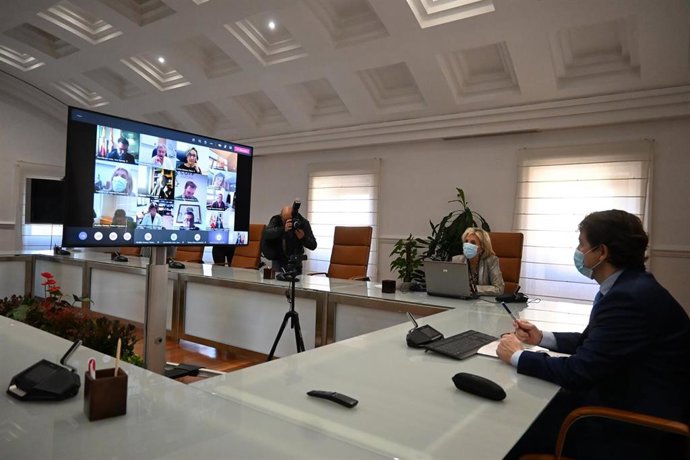 Reunión telemática de Fernández Mañueco con los expertos designados  por lso grupos para mejorar la Sanidad.