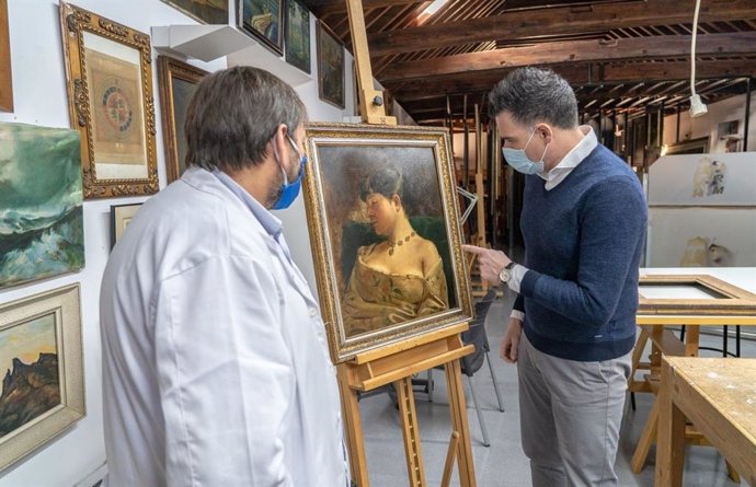 Restauración del cuadro 'Reposo' y descubrimiento de su verdadero autor, el pintor Portela