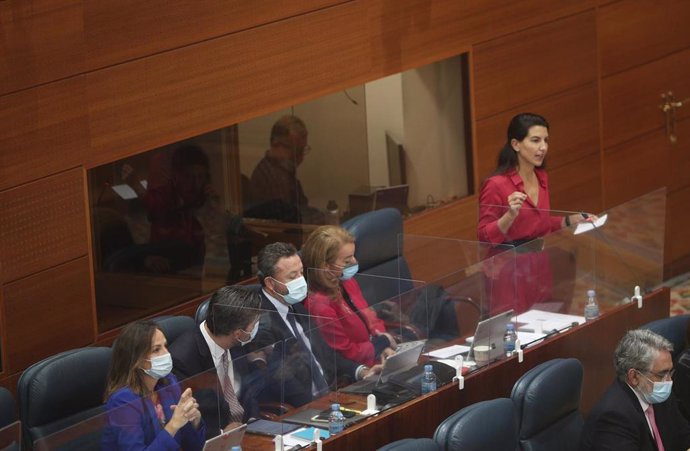 La portavoz de Vox en la Comunidad de Madrid, Rocío Monasterio, interviene durante una sesión de control al Gobierno en la Asamblea de Madrid (España), a 5 de noviembre de 2020. Monasterio ha preguntado a la presidenta regional, Isabel Díaz Ayuso, si la