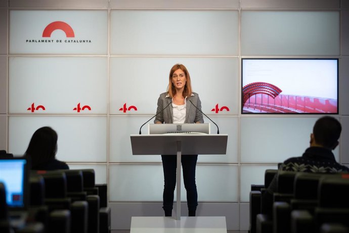La líder dels comuns al Parlament, Jéssica Albiach, en una conferncia de premsa el 4 de desembre del 2020.