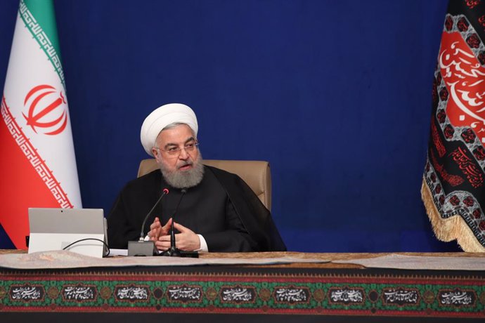 HANDOUT - 26 August 2020, Iran, Tehran: Iranian President Hassan Rouhani chairs a cabinet meeting. Photo: -/Iranian Presidency/dpa - ATTENTION: editorial use only and only if the credit mentioned above is referenced in full