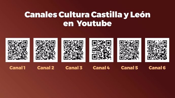 Códigos QR para acceso a los canales de difusión cultural de la Junta de Castilla y León en YouTube.