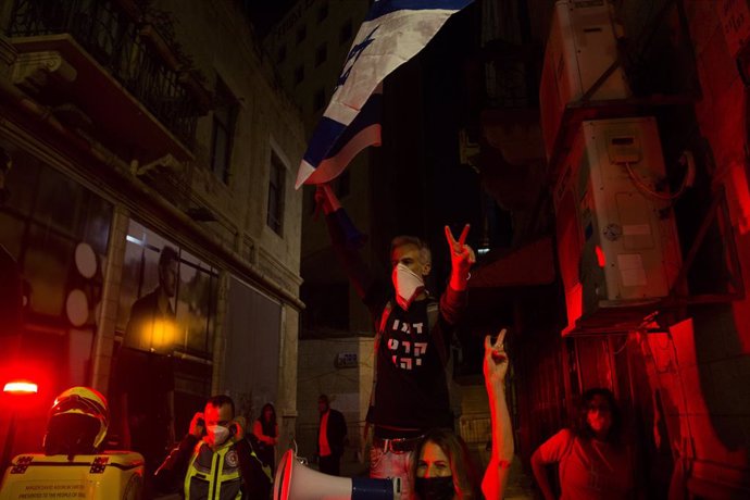 Protesta contra el primer ministro israelí ,Benjamin Netanyahu.