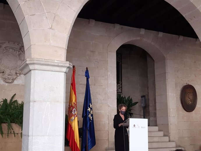 La delegada del Gobierno en Baleares, en un momento de su discurso del Día de la Constitución.