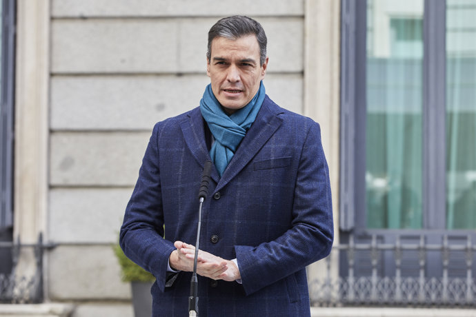 El presidente del Gobierno, Pedro Sánchez, interviene durante el acto institucional por el Día de la Constitución en el Congreso de los Diputados, en Madrid (España), a 6 de diciembre de 2020
