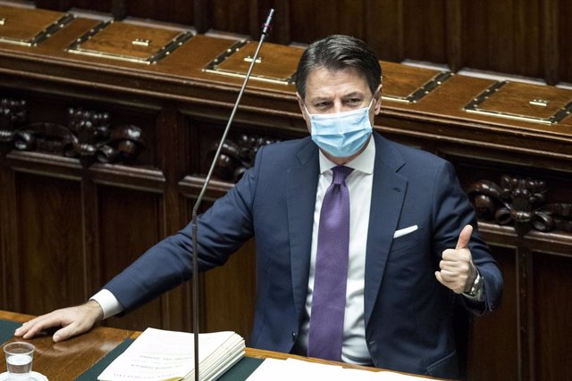 29 October 2020, Italy, Rome: Italian Prime Minister Giuseppe Conte speaks during a plenary session at the Chamber of Deputies on the government's new decree which tightening the nationwide coronavirus restrictions. Photo: Roberto Monaldo/LaPresse via Z