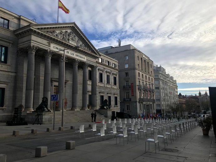 Tot preparat per la carrera de San Jerónimo per a l'acte del Dia de la Constitució, 6 de desembre del 2020