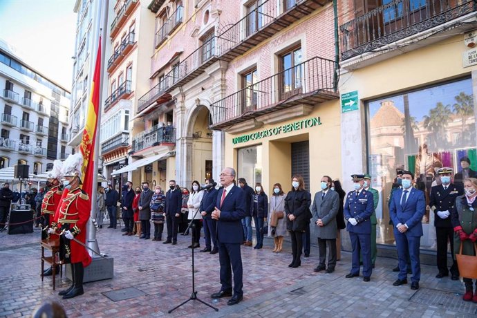Francisco de la Torre, alcalde de Málaga, durante el acto del Día de la Constitución española en la ciudad